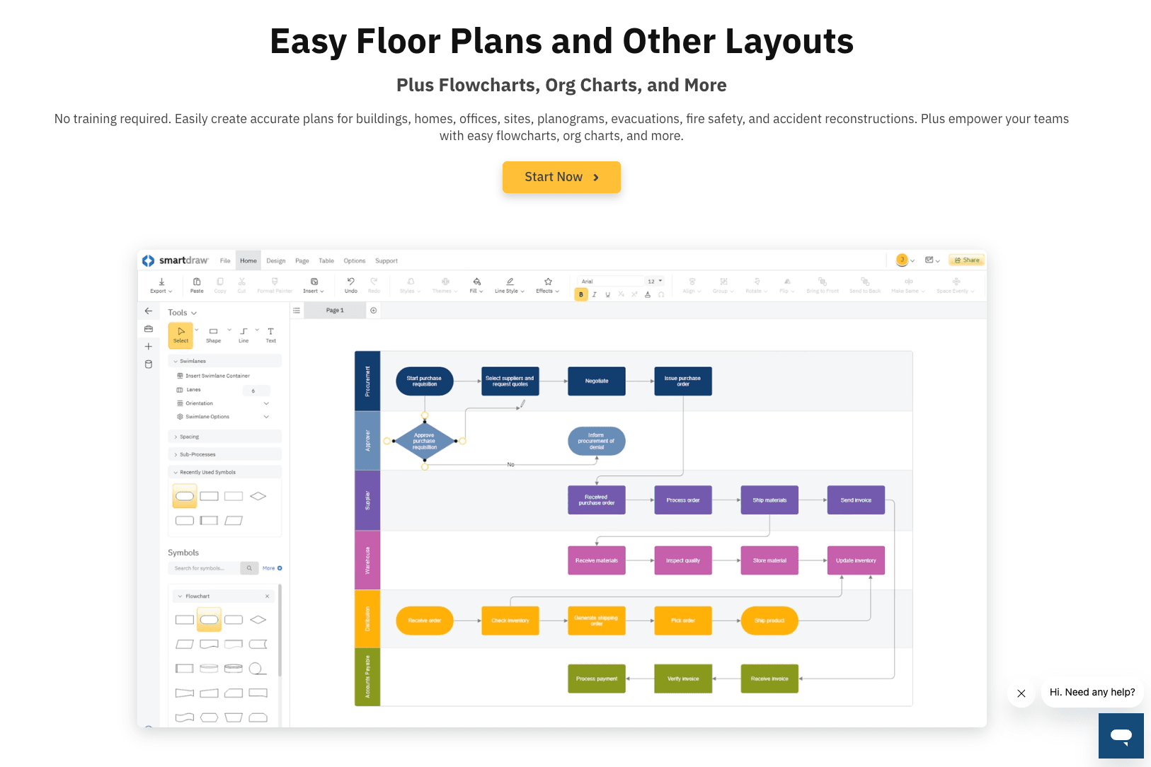 SmartDraw floor plans and layouts interface